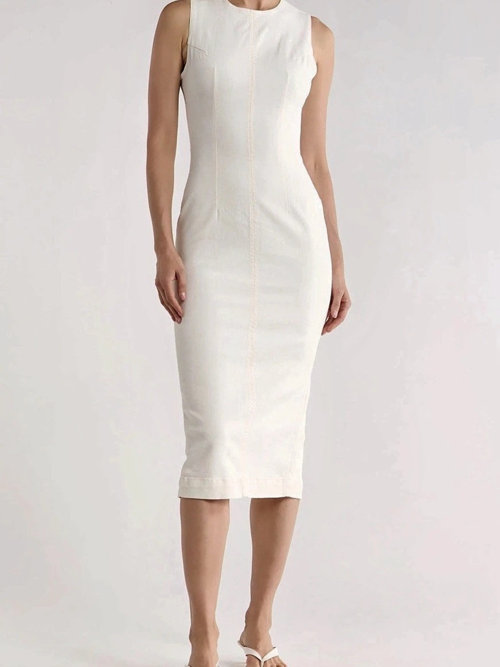 DL1961 Esme Denim Midi Dress in White (Medium)